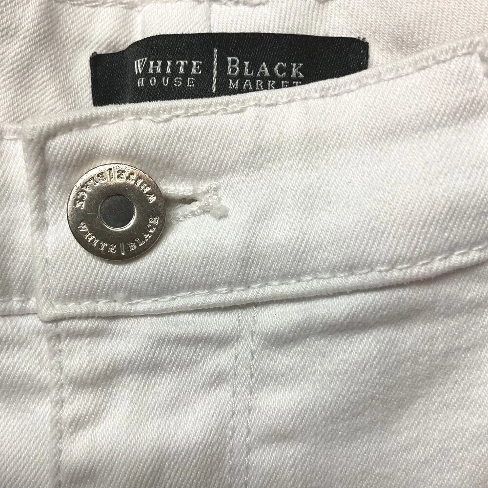White House Black Market Sz‎ 34 Girlfriend Jeans  Rolled Cuff Denim Distressed